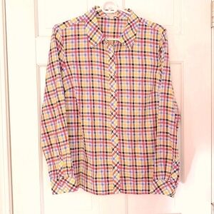 Talbots Summerweight Checkered Button Down Size M